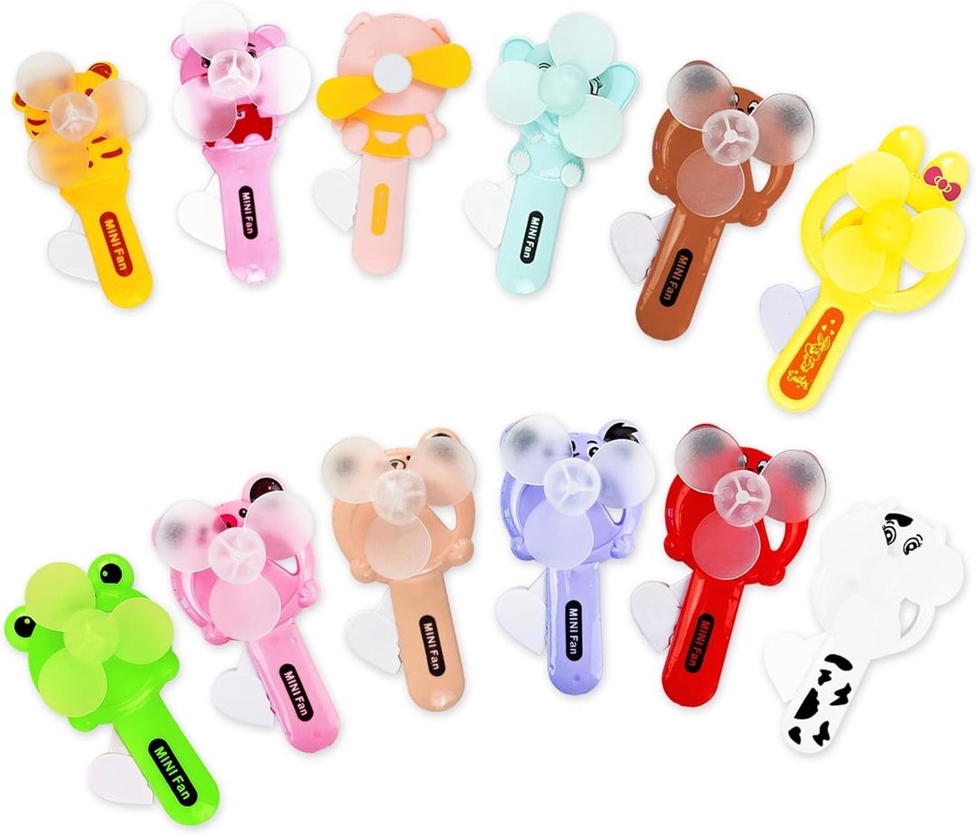 Vileafy 12 Cool Party Favors for Kids 8-12 Years Old -Cute Handheld Toy Fans, Novelty Toys Manual Press Cooling Fans for Boys and Girls Outdoor -Easter Basket Stuffers, and Classmate Exchange Toys