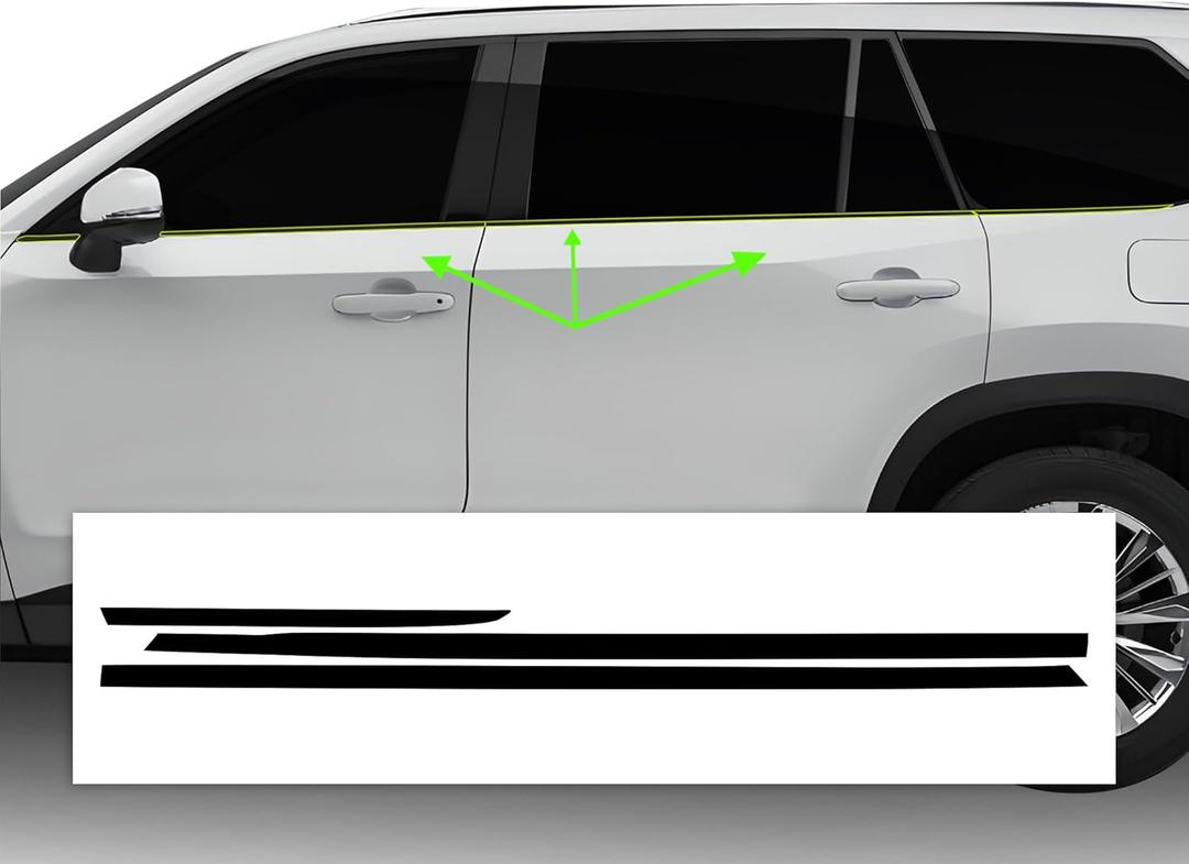 BOGAR TECH DESIGNS for Toyota Grand Highlander 2024-2025 Side Window Chrome Delete Dechrome Overlay, Gloss Black