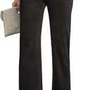 Sidefeel Women's Wide Leg Jeans Casual High Waisted Straight Zimbaplatinum Denim Pants with Pockets (12, Dark Black)