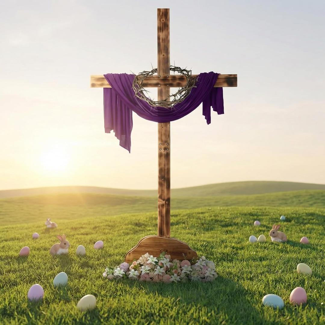 Lineshading 71 Inch Extra Large Easter Wood Cross Decoration Standing Cross Jesus Christ Catholic Crafted He Is Risen Outdoor Decor for Party Wedding Christmas Communion Church
