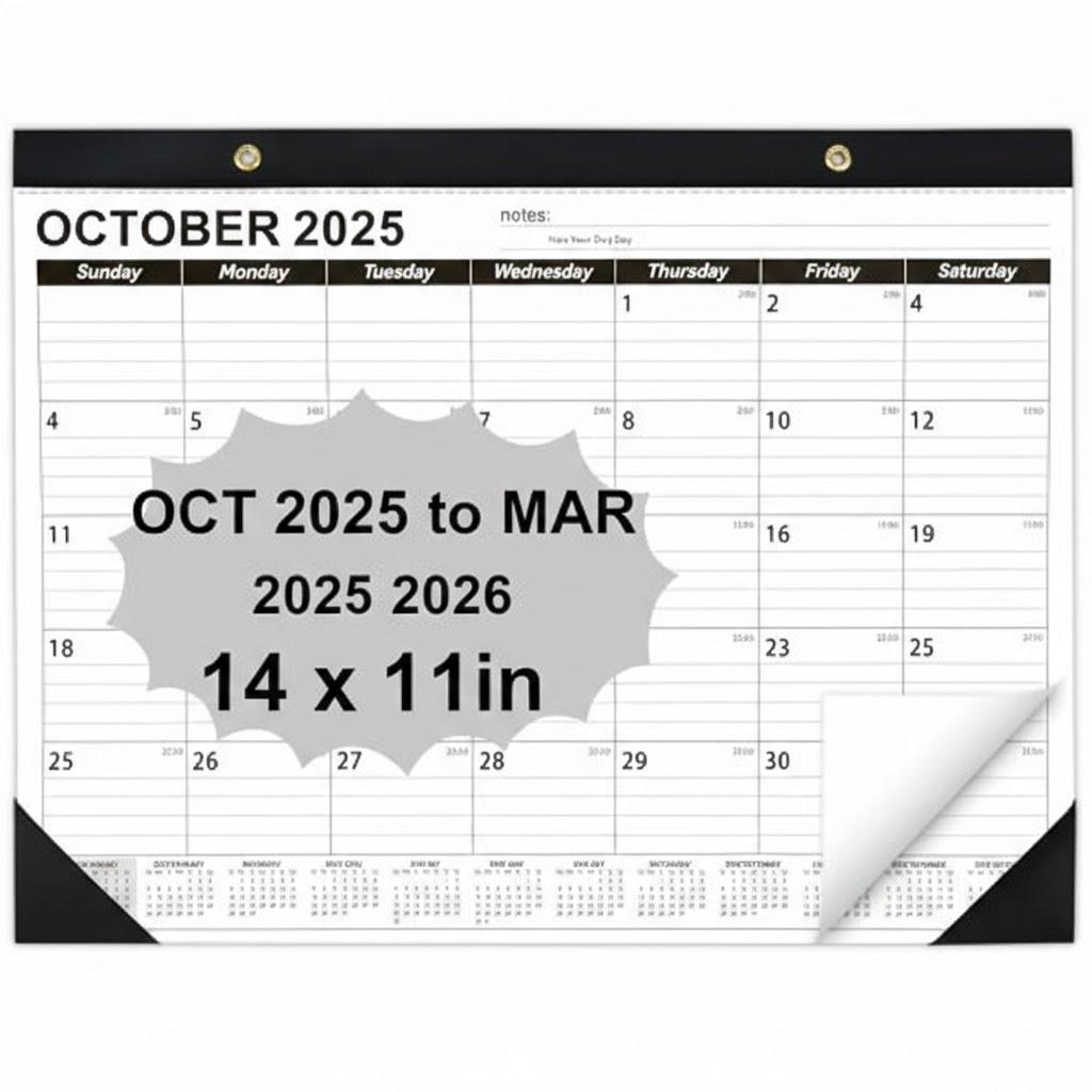 Desk Calendar 2026-2027, 14" X 11" Desktop Calendar 2026-2027, 18 Months Calander Runs from Jan. 2026 to Jun. 2027, Academic Monthly Planner for Home School Office (White and Black) Pack Of 2 OCT 2025 