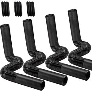 4"×65ft Spliceable Extra Expandable Landscaping Drain Pipe, 4 Flexible Corrugated Downspout Drain Pipes with 3 Connectors Black for Outdoor Gutter Extension, Pond Pump, Rainwater Drainage