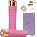 Facial Hair Remover for Women, Painless Rechargeable Hair Removal Device, Comes with 2 Replacement Heads, Portable Electric Shaver/Razors for Face, Chin, Upper Lip, arms and Peach Fuzz (Pink)