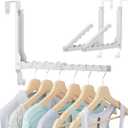 Over the Door Hooks, Extended Over the Door Clothes Hanger with 11 Ridges,Space-Saving Over the Door Rack,Door Hooks for Hanging Clothes,Larger Capacity Over the Door Hanger (2, White(Update))