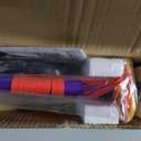 RENGENG Light Up Sword, 40 Inches Rechargeable Pre-Assembled Plastic Replica Anime Sword with Belt & Stand & Spinner, Emma Purple
