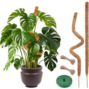 Plant Sticks Support Tall  Large Moss Pole Monstera Plant Support 48 Inch (1 Pack), Bendable Tall Moss Pole for Plants, Indoor Climbing Pole, Easy to Shape and Use