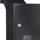 Through The Wall Drop Box Deposit Safe, 16.5" x 12.5" x 6" Adjustable Chute Deposit Safe Mail Box Black, Rainproof Mail Slots Walls Thickness 2.8 to 7.9 for Home Office Apartment
