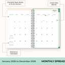 Blue Sky Day Designer 2026 Weekly and Monthly Planner Calendar, January 2026 - December 2026, 5" x 8", Clear Pocket Cover, Durable Twin Wire Binding, Includes Storage Pocket, Stickers, Peyton White