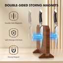 Magnetic Knife Block, Thickened Acacia Wood Kitchen Knife Holder Stand with Strong Magnets, Multifunctional Double Side Knife Storage Organizer for Kitchen Counter (14*10*4.7 inch)
