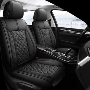 Pariitadin Leather Car Seat Covers Full Set, Waterproof Breathable Faux Leather Automotive Seat Covers for Cars, Non-Slip Car Interior Covers Universal Fit Most Cars Sedans Trucks SUVs, Black
