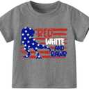 Zarityha Boys American Flag Shirts USA Short Sleeve T-Shirts 3-7 Years(4T), Grey