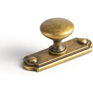 Goo-Ki 6 Pack Antique Brass Cabinet Knobs with Backplate Bronze Drawer Knob - Vintage Retro Brass Bar Knob Spacer Small Single Hole Pull Kitchen Hardware for Dresser Cupboard Wardrobe, 9365GT-C