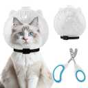 Cat Muzzle for Grooming,Adjustable Breathable Cat Transparent Muzzle,Cats Grooming Helmet with Nail Clipper,Preven t from Pet Biting Cats Bathing Shaving Grooming, 14.8 * 14.4 * 7.8cm