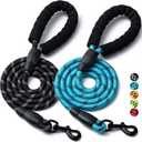 2 Pack Dog Leash, 4/5//6 FT Heavy Duty Nylon Rope Pet Leashes with Comfortable Padded Handle, Reflective Dog Leashes for Small Medium and Large Dogs (5FT-1/2,Black/Blue)