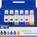 552 Ink Refill Bottles 6 Pack Replacement for Epson Ecotank Photo ET-8550 ET-8500 ET8550 ET8500 8550 8500 Printer, Compatible for T552 Dye Ink Black, Photo Black, Cyan, Magenta, Yellow, Gray