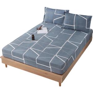 Solid Color Printing hat Single Piece Single Double Bed Cover Sheet dust Protection Bed Cover (Gray 01, 24''47'')