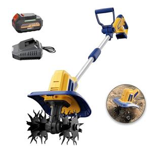 Cordless Tiller Cultivator Compatible with Dewalt 20V Battery, Electric Garden Rototiller w/270 RPM, 48 Steel Tines, 8.7" Tilling Width, 6.3" Depth, Portable Rotary Tiller, 4.0Ah Battery Included