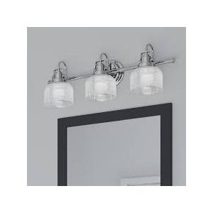 Progress Lighting Archie 3-Light Bath Vanity Light, Polished Chrome
Vintage-inspired vanity light with double-prismatic glass for bathroom mirrors (26.3" x 8.8"), P2992-15