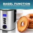 Elite Gourmet ECT4400B# Long Slot 4 Slice Toaster, Countdown Timer, 6 Toast Setting, Defrost, Cancel Function, Built-in Warming Rack, Extra Wide Slots for Bagel Waffle, Stainless Steel