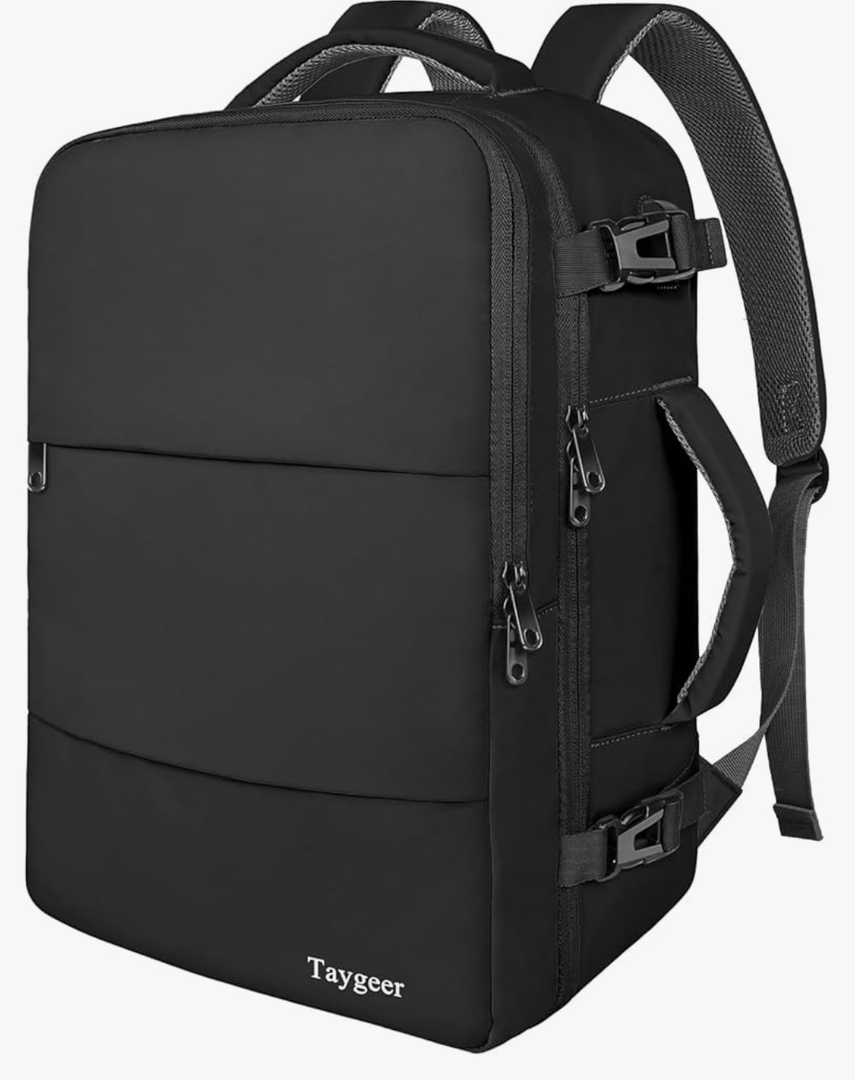 Taygeer Travel Laptop Backpack for Men Women, Airplane Approved Travel Backpack Suitcase with Usb Charging Port, Lightweight College 35l Luggage Bag 15.6inch Laptop Mochila Gifts for Business,Black