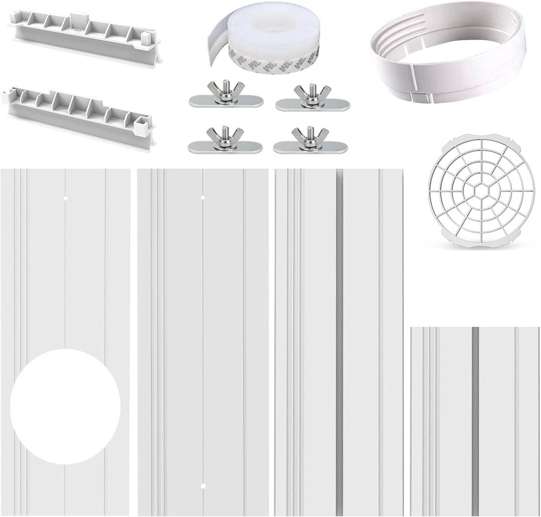 Portable Air conditioner Window Seal Kit, AC Window Seal Suitable for 5.9 AC Exhaust Hose, Adjustable Vertical/Horizontal Sliding Window Vent Seal Plates for A/C Unit Window Vent Kit