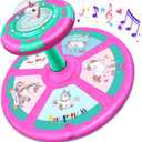 Unicorn Sit and Spin Toy for Toddlers Girls Ages 1-3 2-4, Birthday Gift for 2 3 4 Years Old Girl, 360 Spin Seat Kids Indoor Interactive Sensory Toy with LED & Music (Purple)