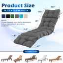 2 Pcs Chaise Lounge Cushions Outdoor, Waterproof & Fade Resistant Patio Lounge Chair Cushions for Outdoor Furniture, Chaise Cushion with Ties for Pool, Lawn and Beach, 75.1x22.8x4.7 Inch, Dark Grey