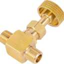 2 Piece Heavy Duty Brass Instrument Replacement Control Needle Valve 1/4" Npt Male X 1/4" Npt Male Connection
