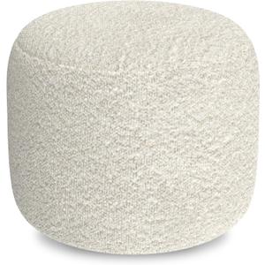 SIMPLIHOME Chantal Round Pouf - 18 inch Wide Upholstered Boucle Fabric Ottoman in White, Contemporary Footstool, Coffee Table or Extra Seating for Living Room or Bedroom, Assembled