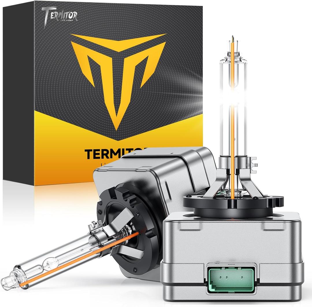 Termitor D3S Xenon HID Headlights Bulbs, 500% Enhanced Brightness, 6000K 35W Cool White High/Low Beam, Replacement 66340 42403 42302, IP68 with Metal Base, Plug and Play, Pack of 2