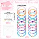 QOUBAI 36 Sets End of Year Friendship Bracelets with Cards 2026 Graduation Gift Bulk Colorful Flower Heart Fruit Clay Stretch Stackable Beaded Wristbands for Graduation Ceremony Prom Class Party Favor
