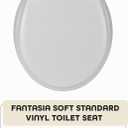 Soft Standard Vinyl Toilet Seat, Silver - 17 Inch Soft Vinyl Cover with Comfort Foam Cushioning - Fits All Standard Size Fixtures - Easy to Install Fantasia by Achim Home Decor