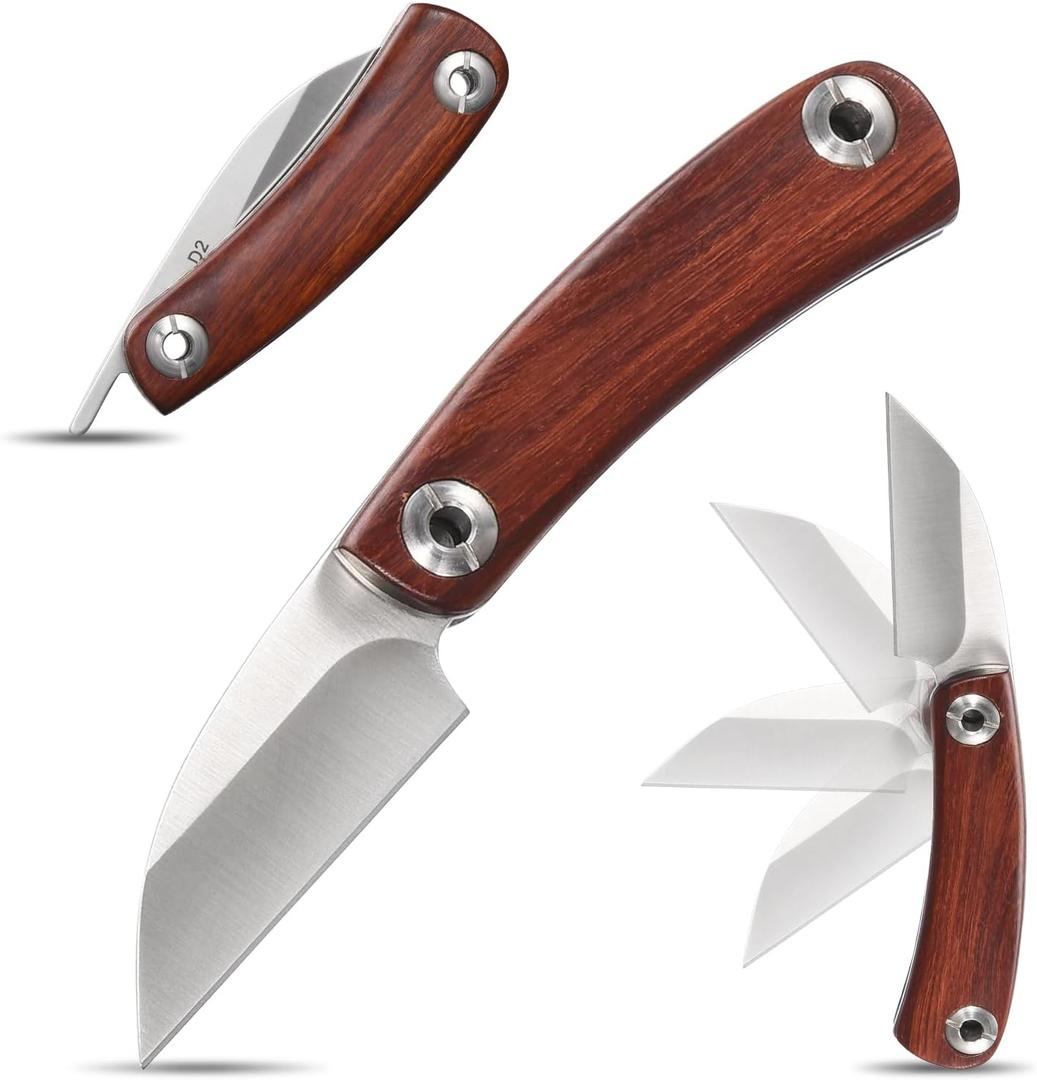 Eafengrow EF11 Folding Knife D2 Steel Blade Knife with Wood Handle Pocket Knives