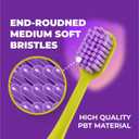 Medium Soft Toothbrush for Adults | Ultra-Dense Rounded Bristles | Gentle on Gums | Deep Plaque Removal | Whiter Smile | Suitable for Braces | 2 Pack Multicolor (Green + Purple)