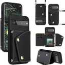 Luxury Wallet Case for Google Pixel 6 Pro with 5 Card Slots Thin Slim Flip Purse & Shoulder Strap,Credit Card Holder Stand Phone Cover for Pixel6Pro Pixel6 XL 6XL Pixle 6Pro 5G Black