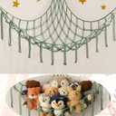 Stuffed Animal Hammock - Large Stuffed Animal Net Corner - Hanging Stuff Animal Storage Organizer For Plush Plushie Display Room Bedroom Boho Decor (Standard(41.5"L x 55.2"W x 41.5"H), Olive Green)