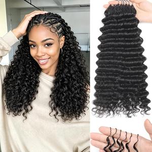 Human Crochet Hair for Black Women 16 Inch 150g Pre Separated 120 Strands Deep Wave Feather Crochet Human Hair Extensions Invisible Feather Crochet Hair Human Hair Crochet Bundles Natural Black