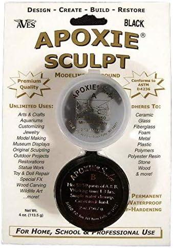 Aves Apoxie Sculpt - 2 Part Modeling Compound (A & B) - 1/4 Pound, Apoxie Sculpt for Sculpting, Modeling, Filling, Repairing, Simple to Use and Durable Self-Hardening Modeling Compound - Black