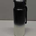 1L/33oz Insulated Water Bottle with Straw Stainless Steel Food Material Big Water Bottle Food Grade Waterbottle for Adults-Gradient Black For Sports,Travel,Hiking,Camping,Office