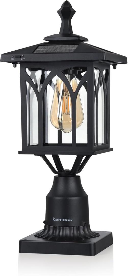 Kemeco ST4328Q Solar Post Light Outdoor Cast Aluminum LED Lamp Fixture with 3-Inch Fitter Base for Yard Garden Post Pole Pillar Mount Landscape Driveway (Black) Kemeco ST4328Q Solar Post Light Outdoor Cast Aluminum LED Lamp Fixture with 3-Inch Fitter Base for Yard Garden Post Pole Pillar Mount Landscape Driveway (Black)