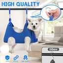 Supet Dog Grooming Hammock Harness for Dogs Cats, Relaxation Pet Nail Clipper Hammock, Restraint Dog & Large Animal Leashes Sling for Groomingk for Nail Trimming (Blue, L)