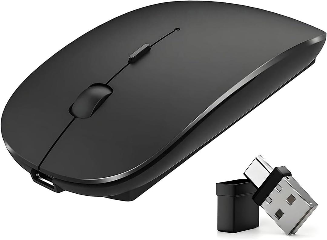 Rechargeable Bluetooth Mouse for Laptop,Wireless Mouse for MacBook air/mac/MacBook pro,Mouse jiggler Bluetooth 5.2/3.0 and 2.4GHz USB Type-C