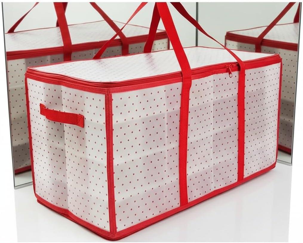 Christmas Ornament Storage Box with 128 Capacity - Waterproof Hard Plastic Organizer, Foldable Design & Dual Zipper for Holiday Balls - Portable Decoration Storage Container