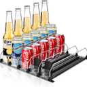 Soda Can Organizer for Refrigerator,Automatic Pusher Glide Drink Organizer for Fridge,Holds up to 12 Cans,15.35" D Black