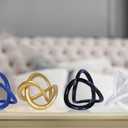 Gold Knot Statue Decor Gold Modern Geometric Sculpture Home Decor Unique Round Knick Knacks Shelves Decorative Abstract Cube Golden Centerpiece for Living Room Shelf Office Coffee Table Decoration