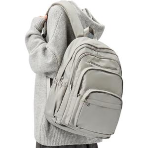 College Backpack For Women Men,Lightweight High School Bag,School Backpack With Lots Of Pockets,Cute Bookbag For Teens Boys Girls,Casual Daypack Backpack For School(Gray Brown)