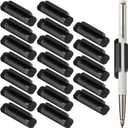 20PCS Adhesive Silicone Pen Holder for Desk Organizer, Strong Sticker Pencil Marker Holder for Clipboard Classroom Office Teacher Supplies (Black)