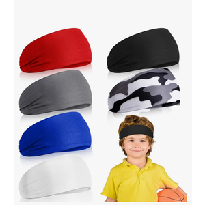 Deekin 6 Pcs Sweatbands for Kids Soccer Headbands Boys for Sports Breathable Sweat Wicking Headband for Kids Athletic Baseball Football Youth 5-15 Years Old, 1 Missing