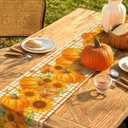 3 x Pumpkin Sunflower Fall Table Runner - 13"72" Plaid Thanksgiving Table Runner for Fall Decor, Seasonal Harvest Autumn Thanksgiving Decorations for Home, Dining Room, Kitchen, Parties