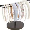 Dahey Headband Holder Metal Headband Organizer Hair Hoop Display Stand, Hair Accessories Organizer Storage Hair Ropes Bracelets Bangles for Women and Girls, Black